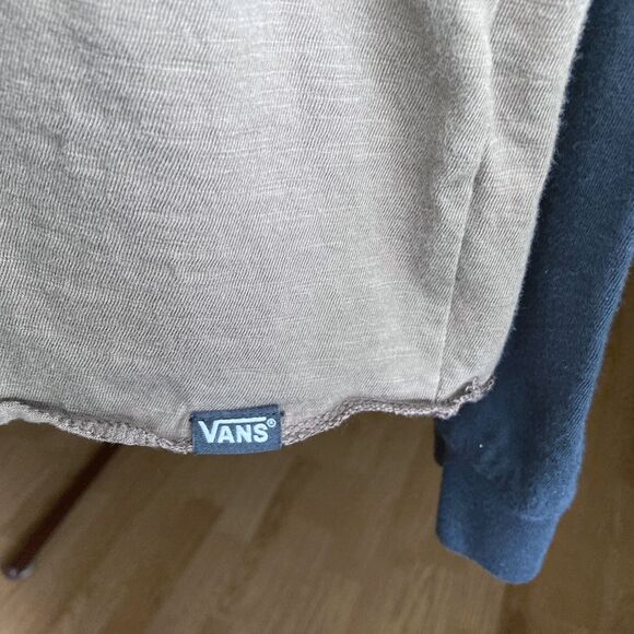 VANS Raglan Baseball Shirt Large Mens Long-Sleeve, Crew Neck, Brown & Dark Gray - Picture 4 of 6